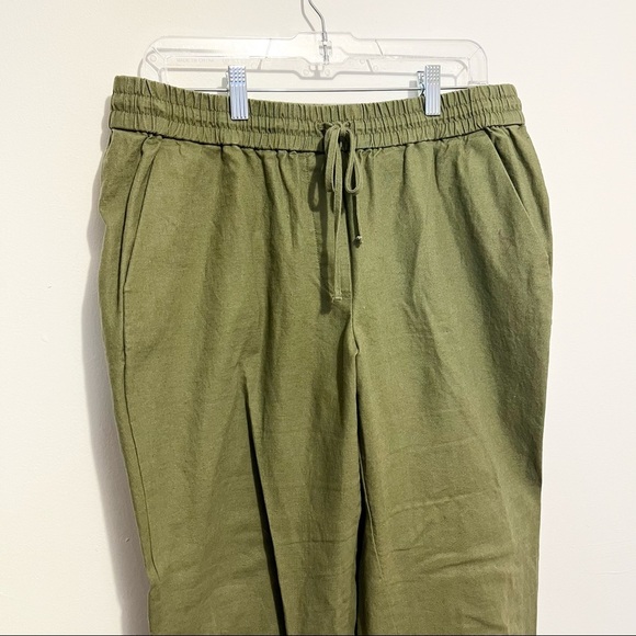 ➕ J. Crew Factory Olive Green Drawstring Linen Blend Pants Womens Size 14 - Picture 3 of 10